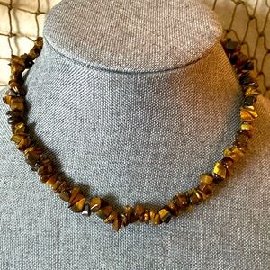 Vintage 80s Tigers Eye Stones Necklace